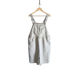 Vintage 90's JouJou tan maternity overalls shortalls large cotton ramie blend